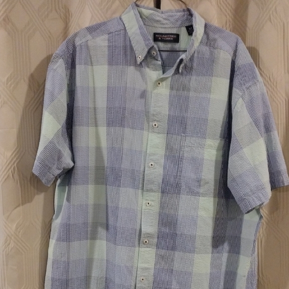 Roundtree & Yorke Men's Blue and White Checkered Shirt XLT - Picture 3 of 5
